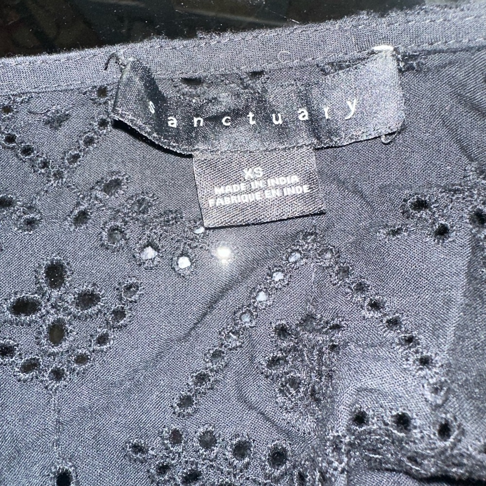 Black Eyelet Blouse. Button Down Front By Sanctua… - image 4